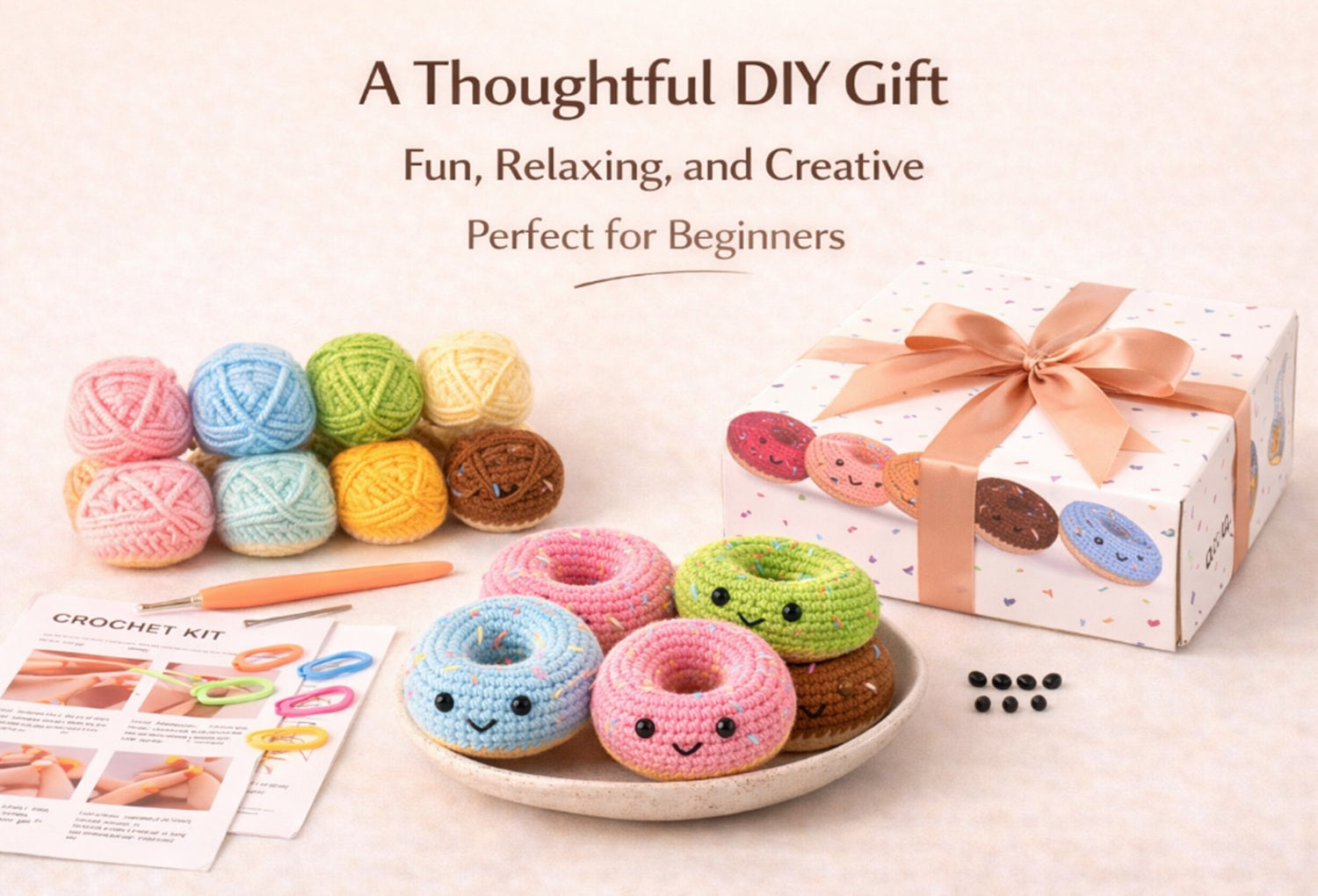 Donut Crochet Kit for Beginners, 6 Pack with Video Tutorial – TIKA