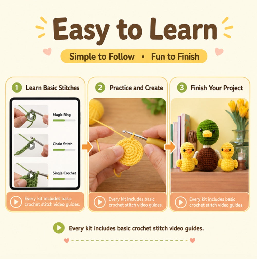 Duck Family Crochet Kit for Beginners with Video Tutorials – TIKA
