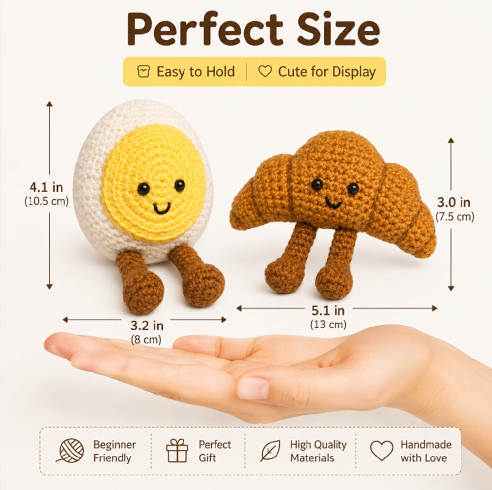 Crochet Food Kit for Beginners, Croissant & Fried Egg – TIKA