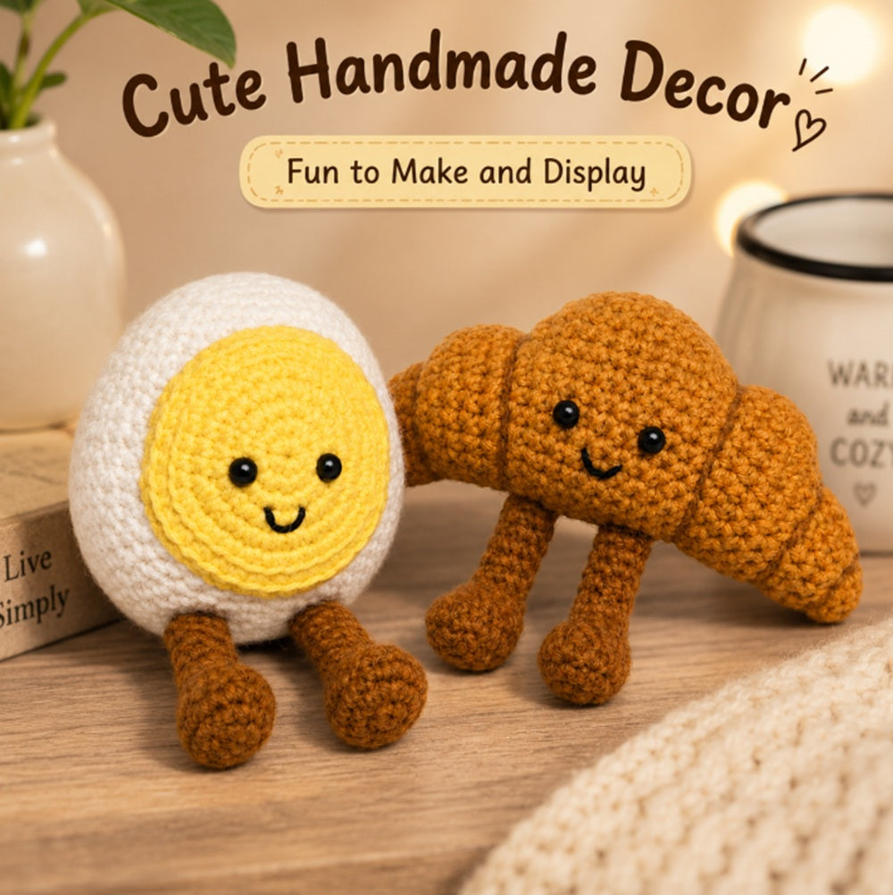 Crochet Food Kit for Beginners, Croissant & Fried Egg – TIKA