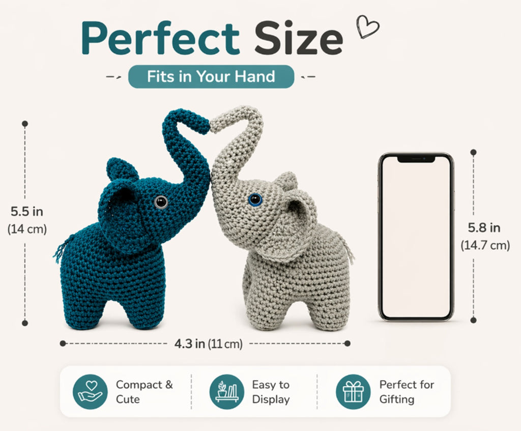 Elephant Crochet Kit for Beginners, 2 Pack with Video Tutorial – TIKA