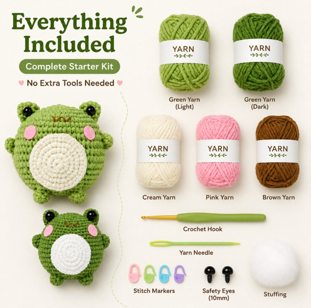 Frog Crochet Kit for Beginners, 2 Pack with Video Tutorial – TIKA