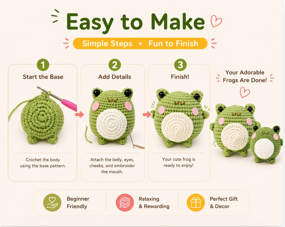 Frog Crochet Kit for Beginners, 2 Pack with Video Tutorial – TIKA