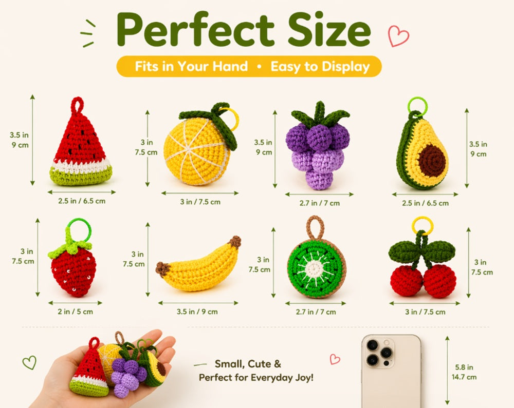 Fruit Crochet Kit for Beginners, 8 Pack with Video Tutorial – TIKA