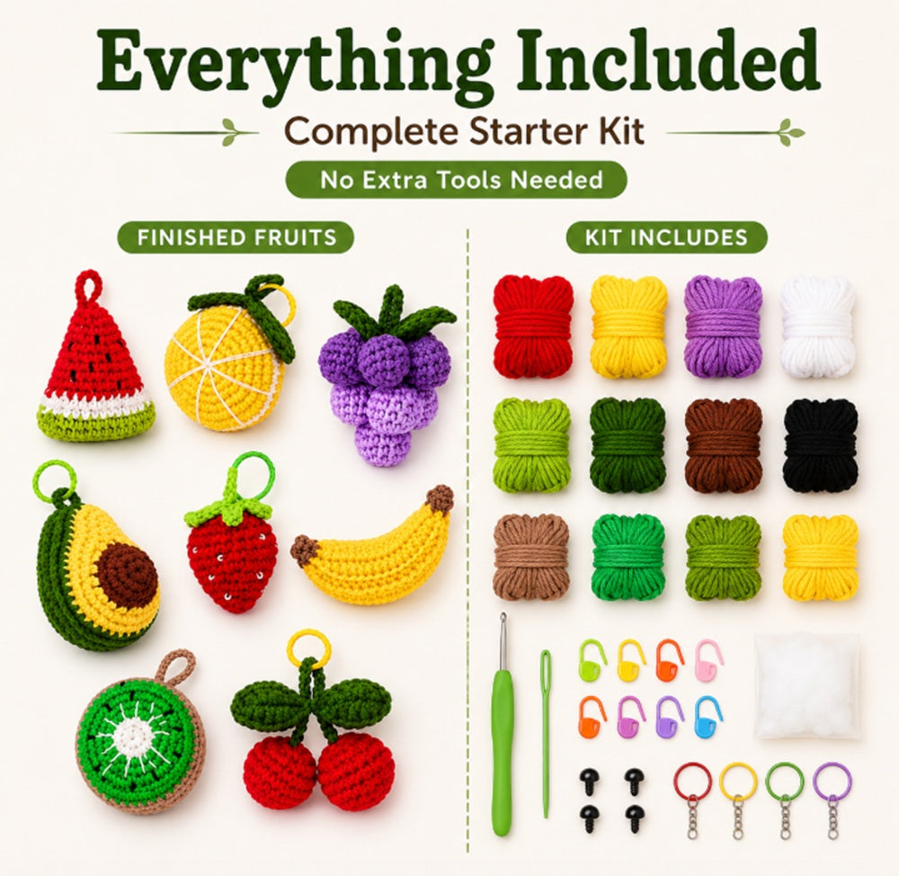 Fruit Crochet Kit for Beginners, 8 Pack with Video Tutorial – TIKA