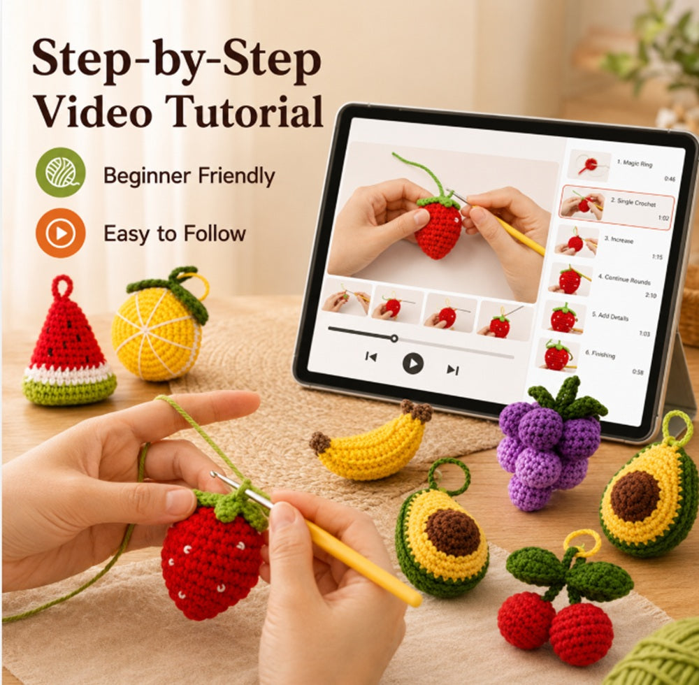 Fruit Crochet Kit for Beginners, 8 Pack with Video Tutorial – TIKA