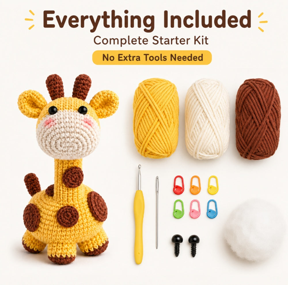 Giraffe Amigurumi Crochet Kit for Beginners with Video Tutorial – TIKA