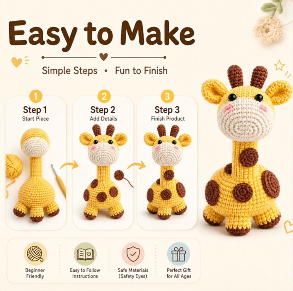 Giraffe Amigurumi Crochet Kit for Beginners with Video Tutorial – TIKA
