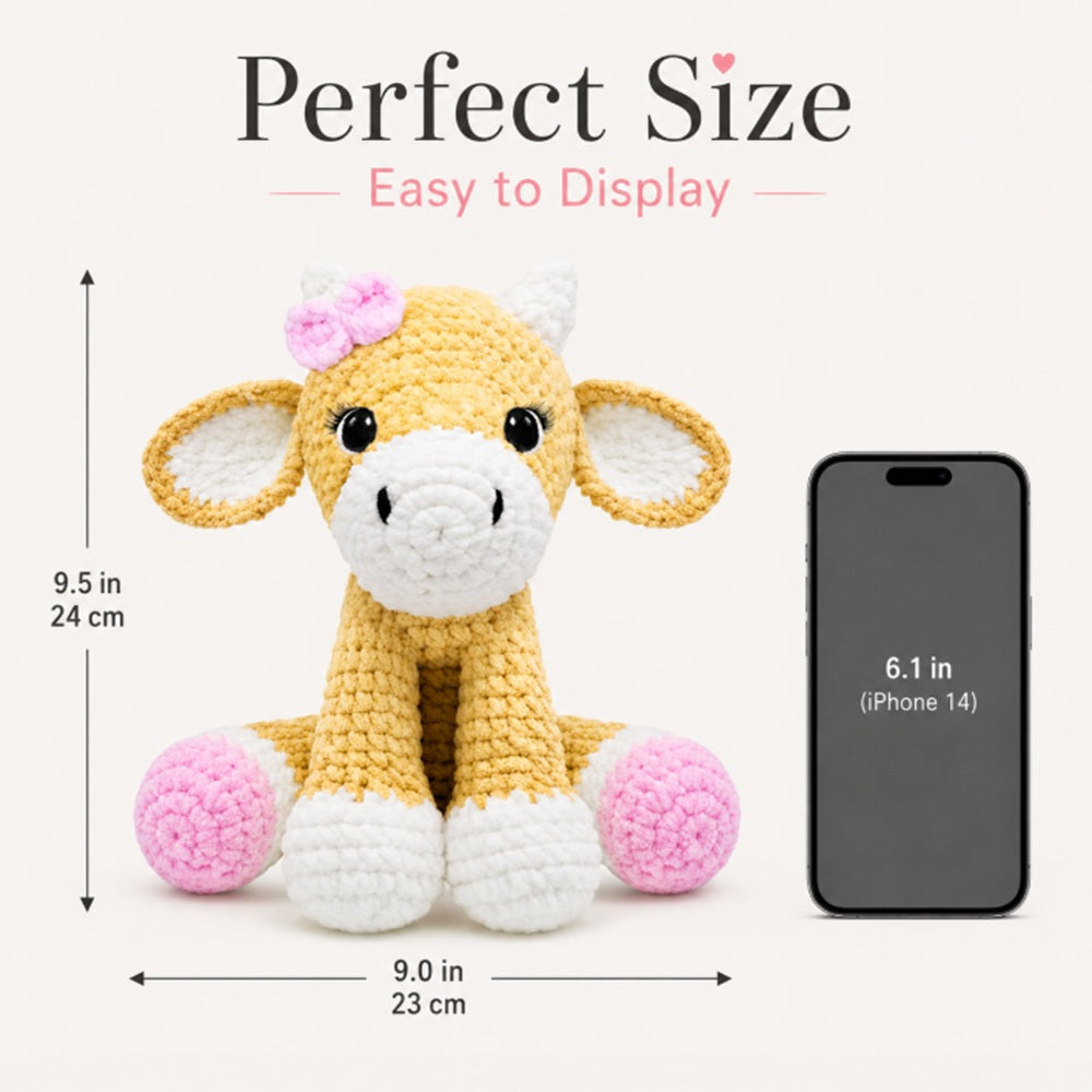 Cow Crochet Kit for Beginners, 11.8 Inch with Chenille Yarn – TIKA
