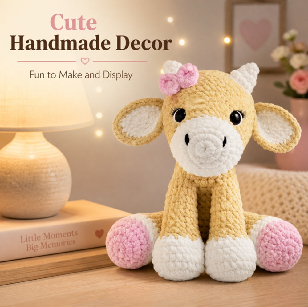 Cow Crochet Kit for Beginners, 11.8 Inch with Chenille Yarn – TIKA