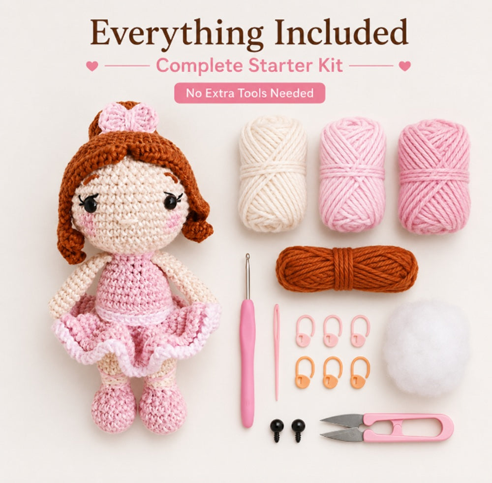 Ballerina Doll Crochet Kit for Beginners with Video Tutorial – TIKA