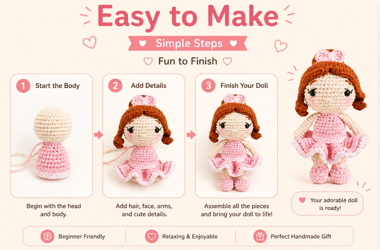 Ballerina Doll Crochet Kit for Beginners with Video Tutorial – TIKA