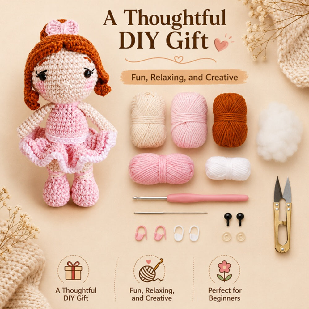 Ballerina Doll Crochet Kit for Beginners with Video Tutorial – TIKA