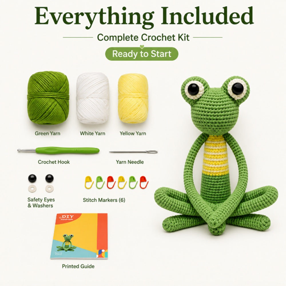 Long-Legged Frog Crochet Kit for Beginners with Video Tutorials – TIKA