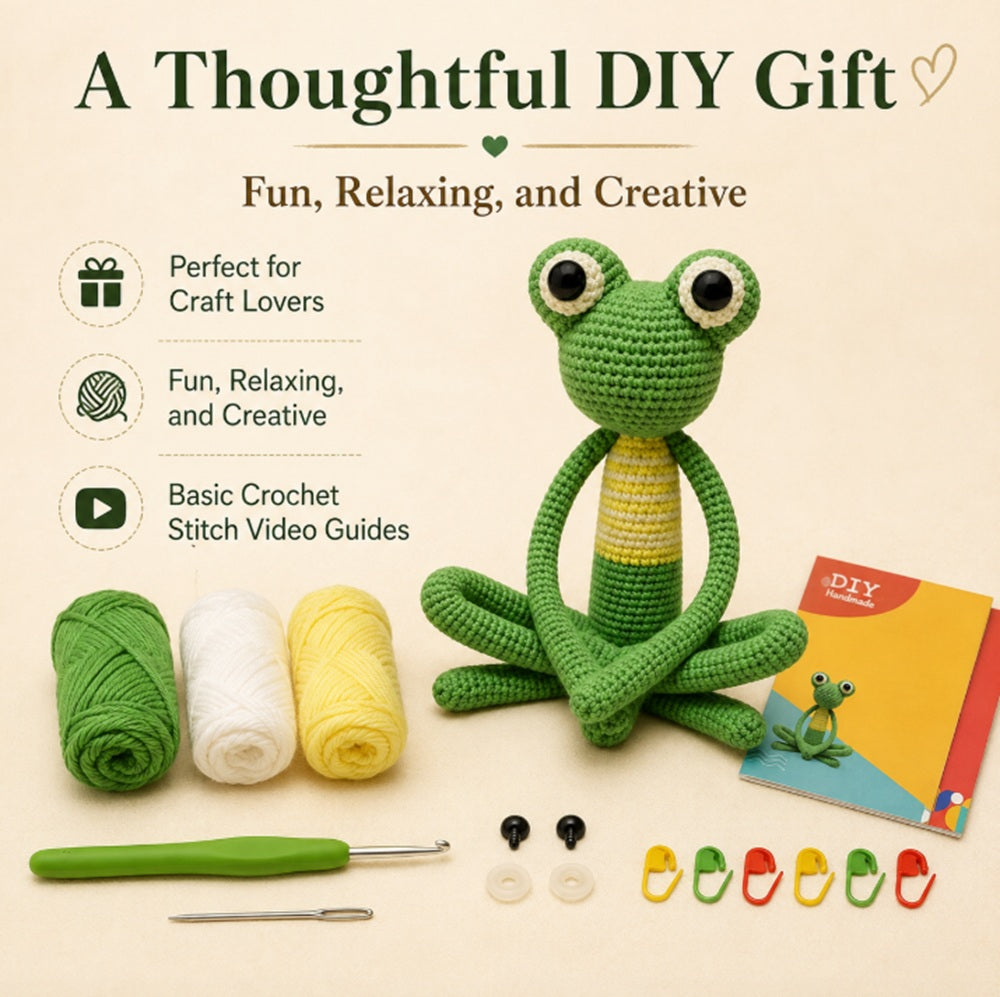 Long-Legged Frog Crochet Kit for Beginners with Video Tutorials – TIKA