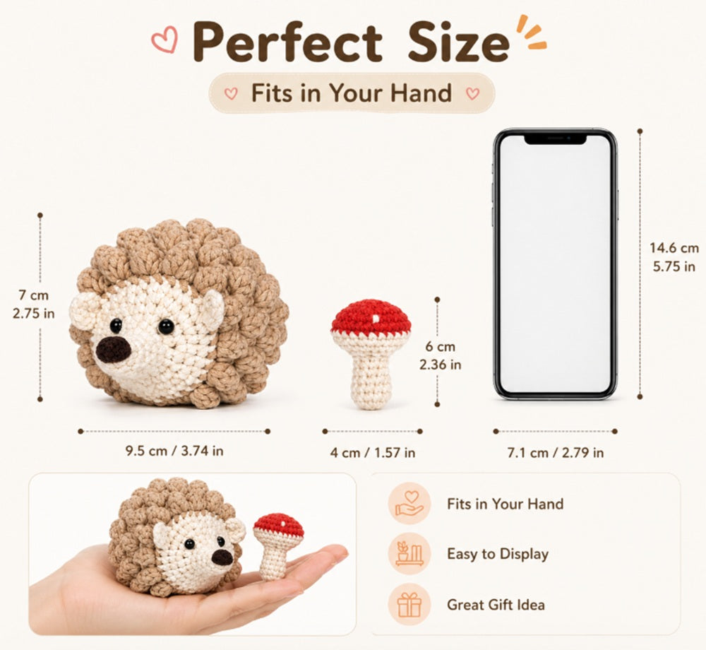 Hedgehog & Mushroom Crochet Kit for Beginners with Video – TIKA