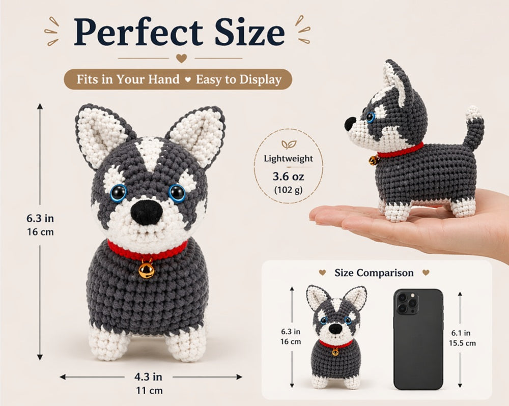 Husky Dog Crochet Kit for Beginners with Video Tutorial – TIKA