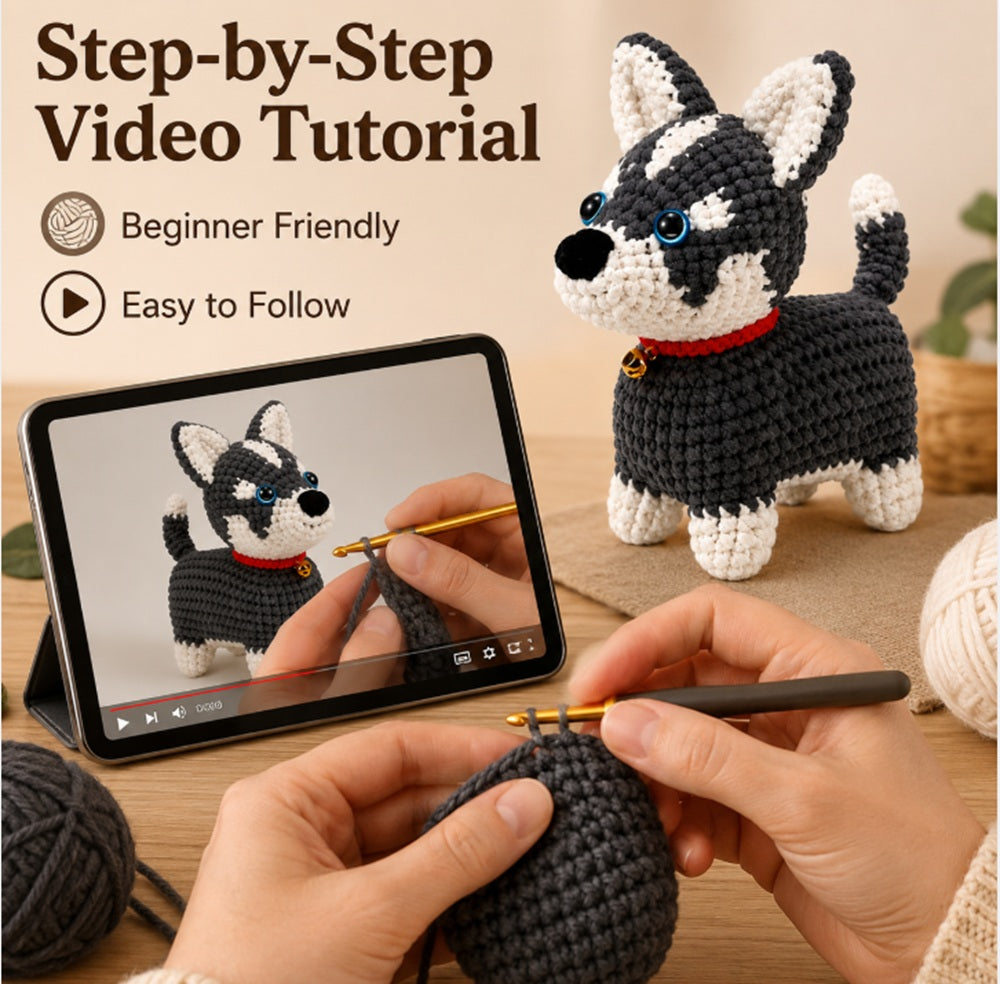Husky Dog Crochet Kit for Beginners with Video Tutorial – TIKA