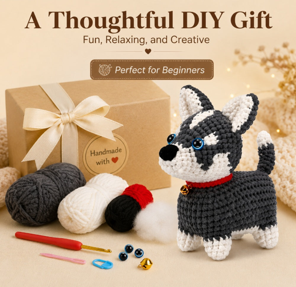 Husky Dog Crochet Kit for Beginners with Video Tutorial – TIKA