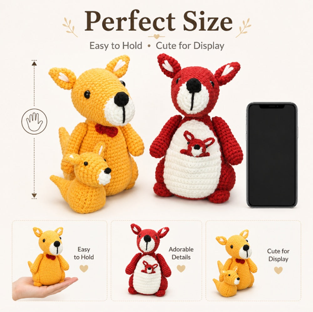 Kangaroo Family Crochet Kit for Beginners with Video Tutorials – TIKA