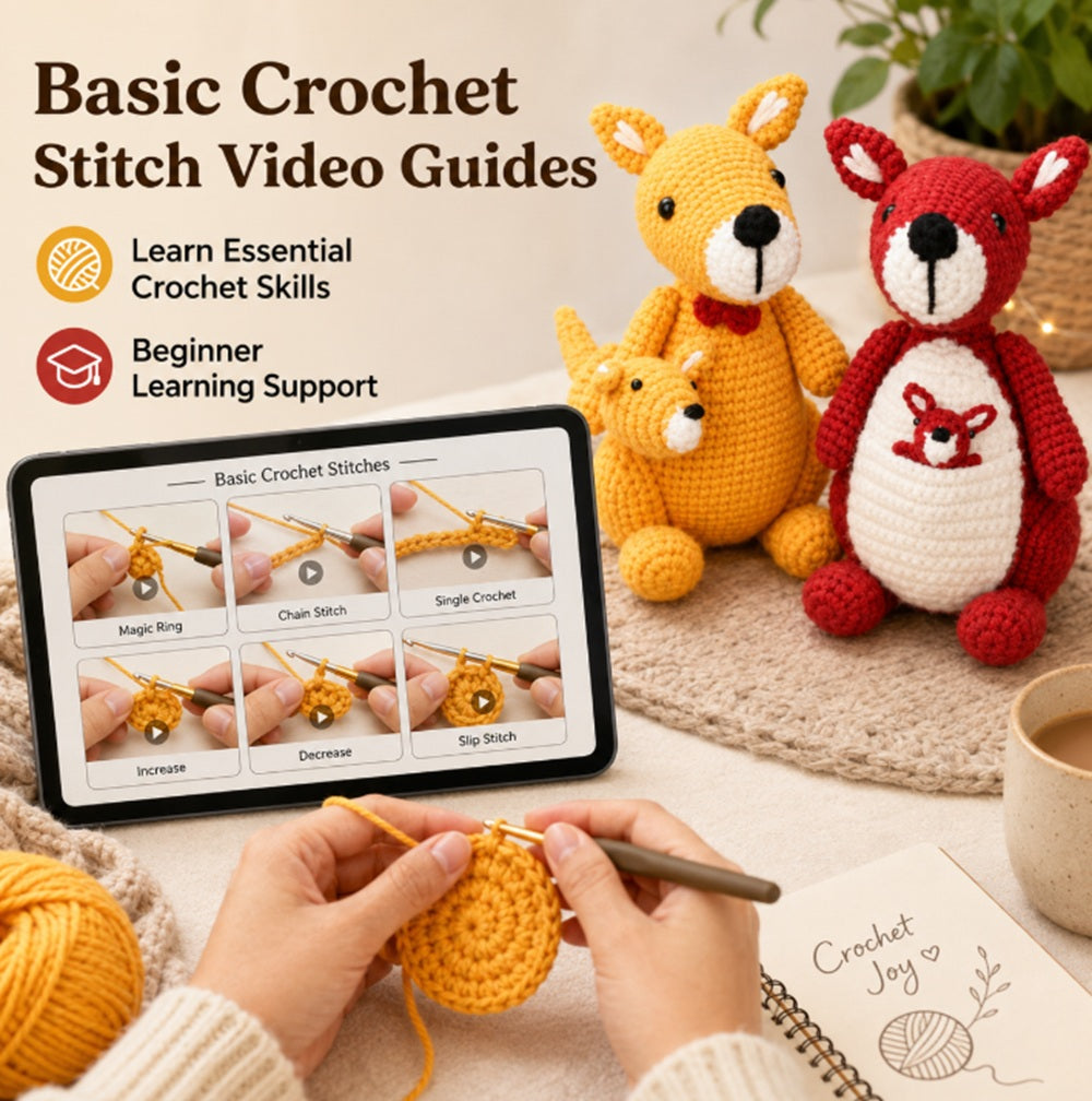 Kangaroo Family Crochet Kit for Beginners with Video Tutorials – TIKA