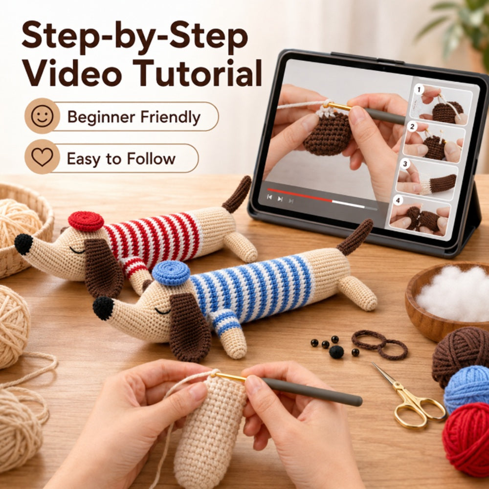 Dachshund Crochet Kit for Beginners, 2 Pack with Video Tutorial – TIKA