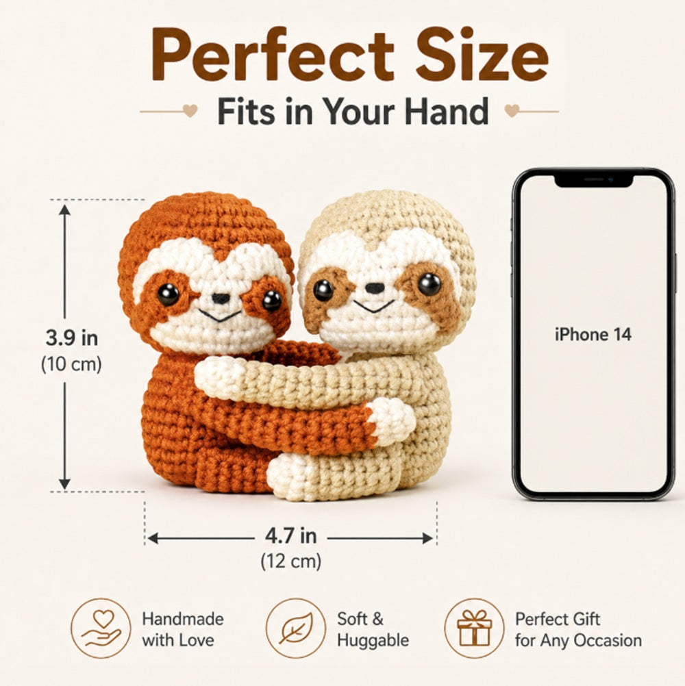 Hug Sloth Crochet Kit for Beginners, 2 Pack with Video Tutorial – TIKA