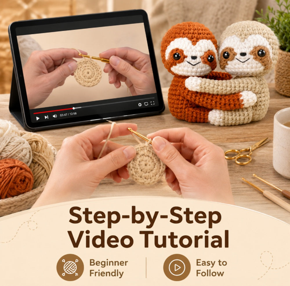 Hug Sloth Crochet Kit for Beginners, 2 Pack with Video Tutorial – TIKA