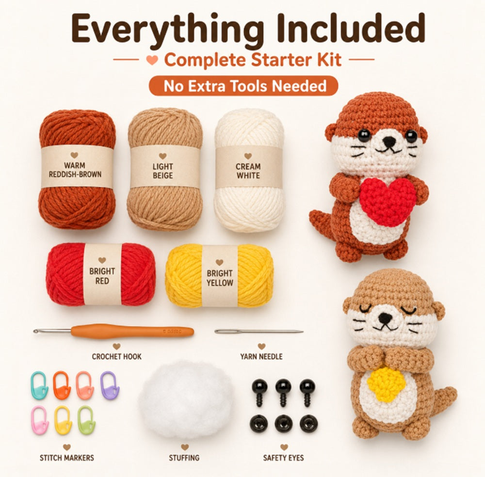 Otter Crochet Kit for Beginners, 2 Pack with Video Tutorial – TIKA