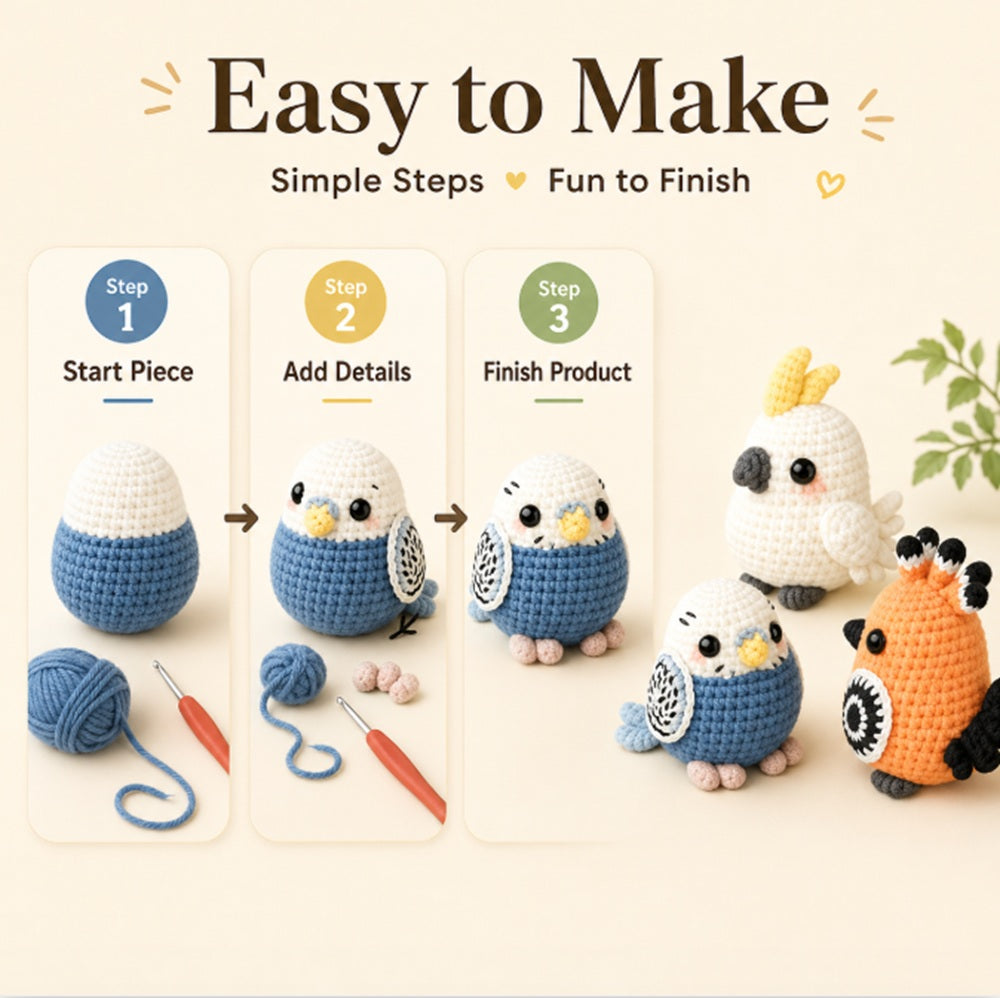 Parrot Crochet Kit for Beginners, 3 Pack with Video Tutorial – TIKA