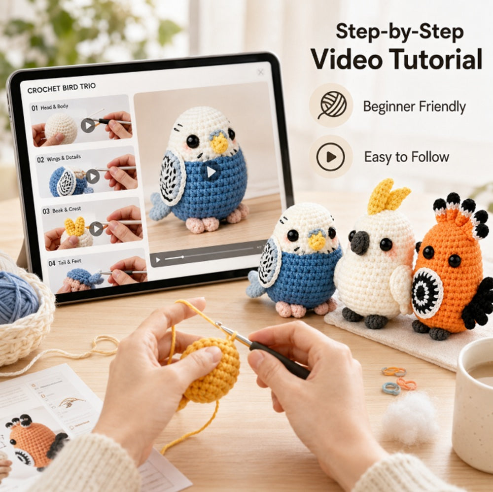 Parrot Crochet Kit for Beginners, 3 Pack with Video Tutorial – TIKA