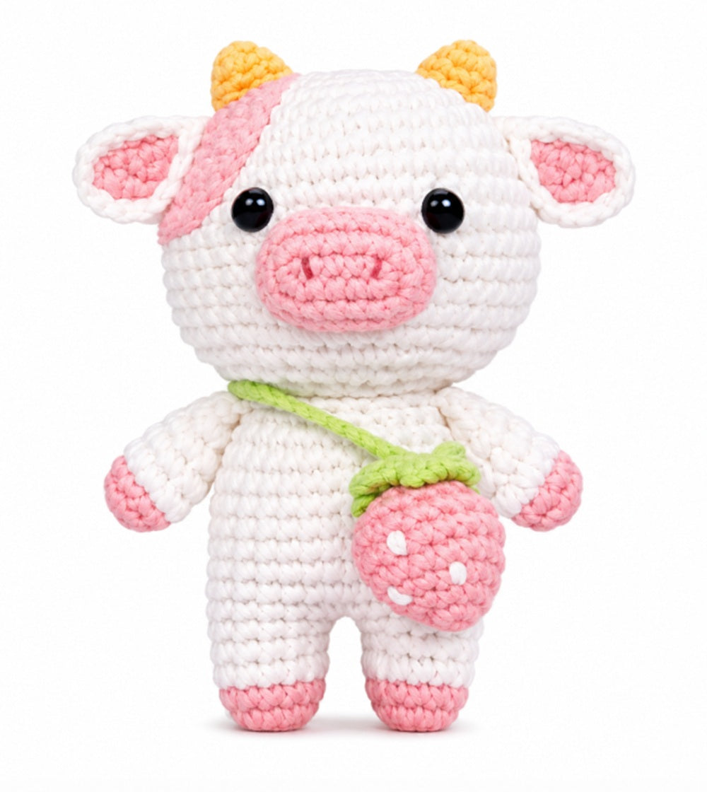 Strawberry Cow Crochet Kit for Beginners with Video Tutorials – TIKA