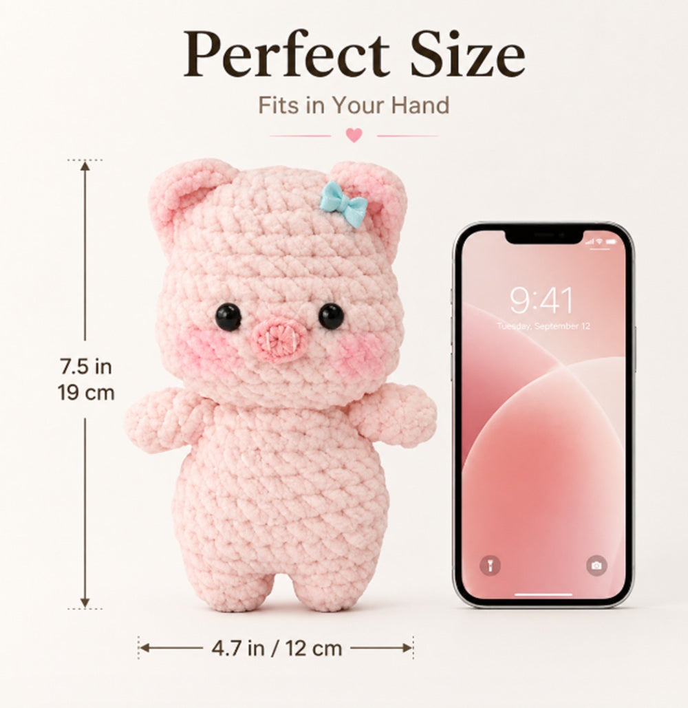 Pink Pig Crochet Kit for Beginners with Video Tutorial – TIKA