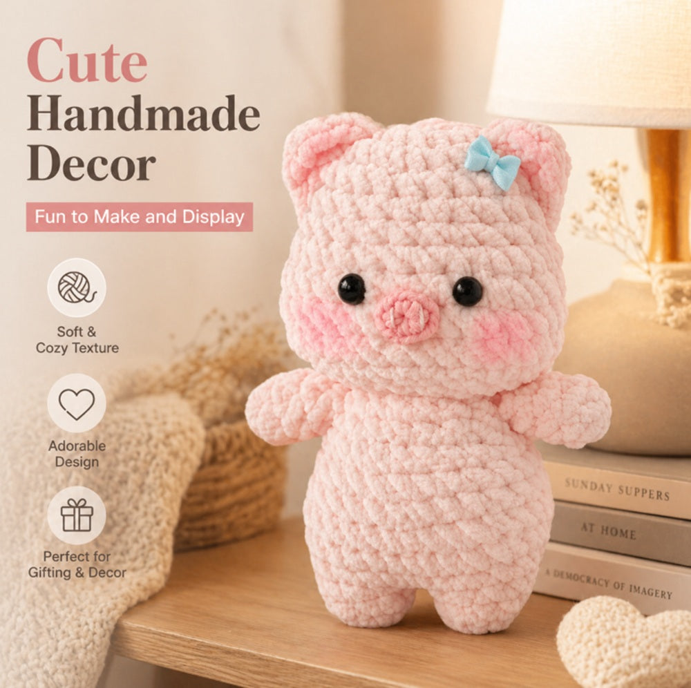 Pink Pig Crochet Kit for Beginners with Video Tutorial – TIKA