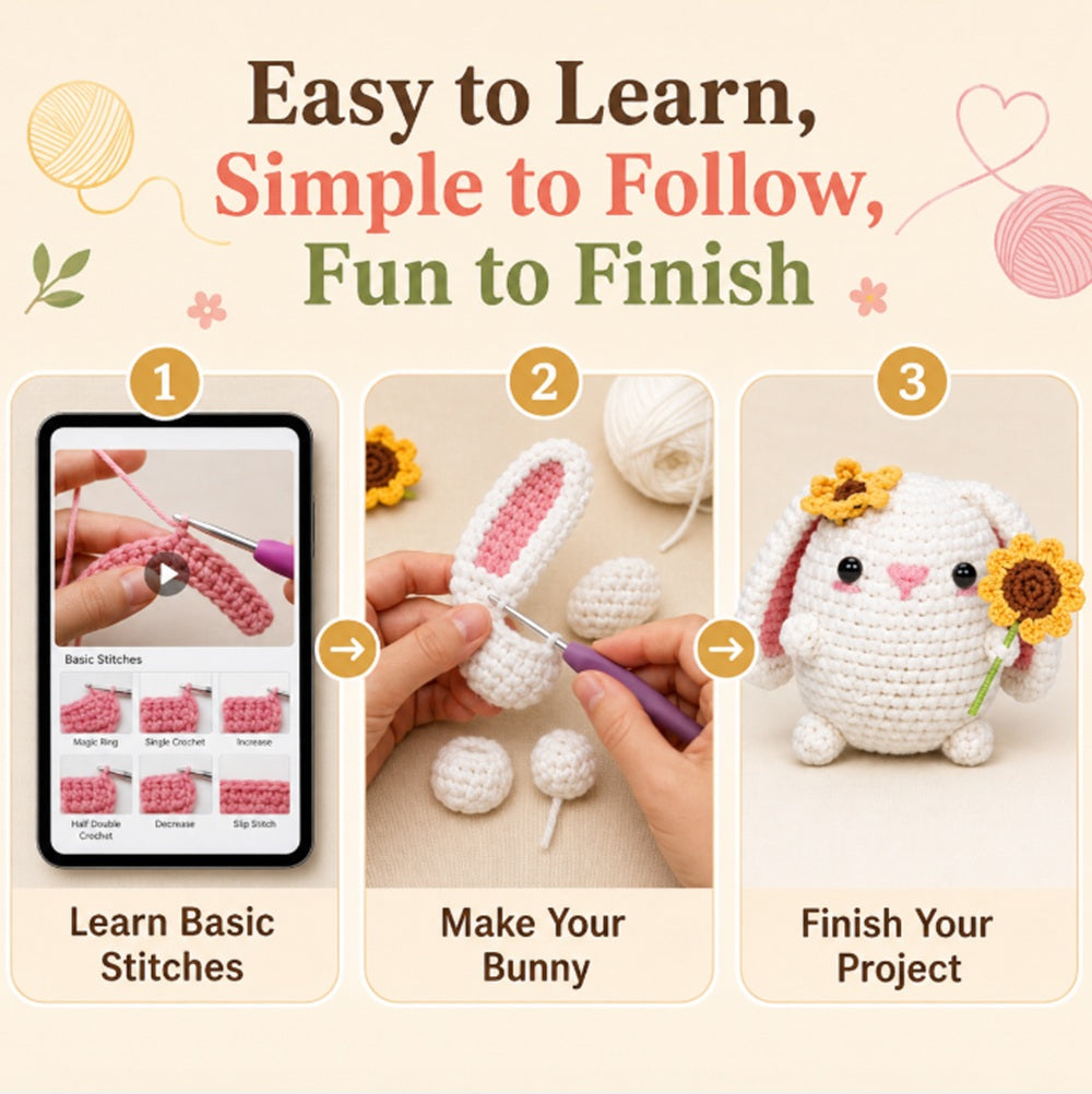 Bunny Rabbit Crochet Kit for Beginners with Video Tutorials – TIKA