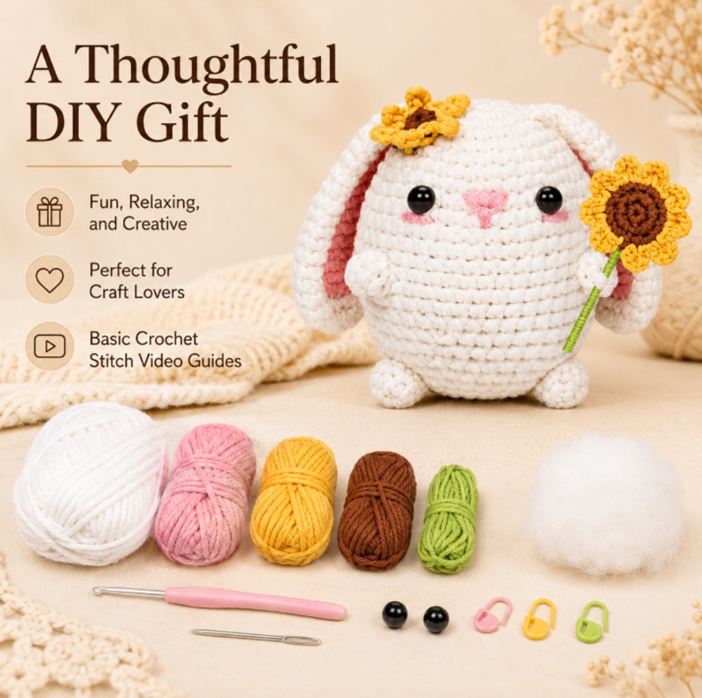 Bunny Rabbit Crochet Kit for Beginners with Video Tutorials – TIKA