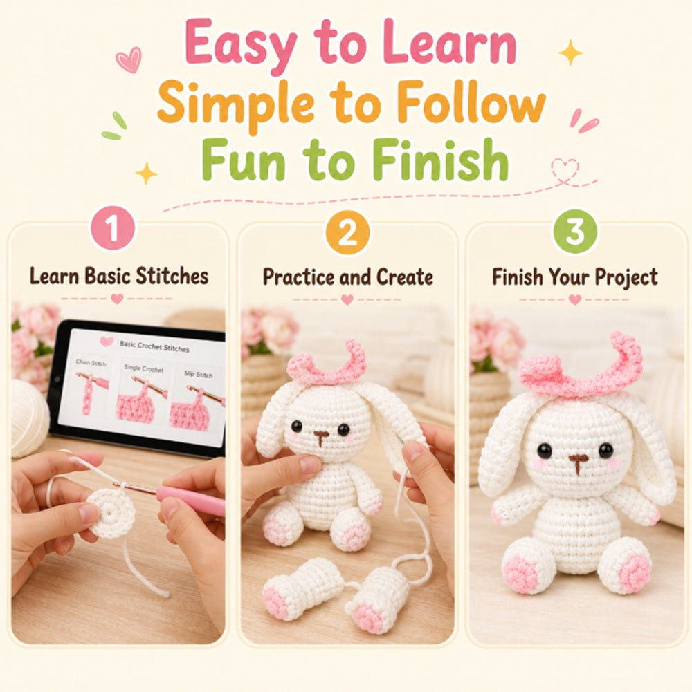 Bunny Crochet Kit for Beginners with Video Tutorials – TIKA