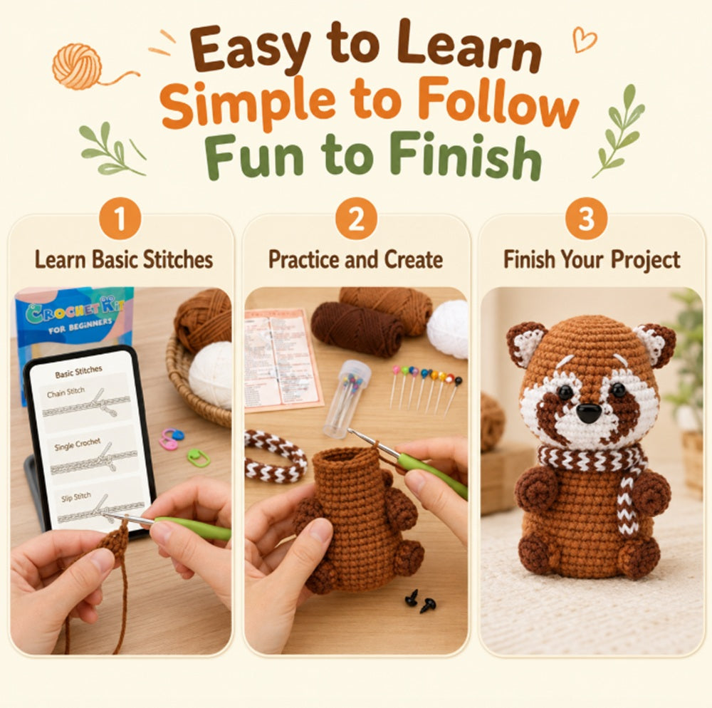 Raccoon Crochet Kit for Beginners with Video Tutorials – TIKA