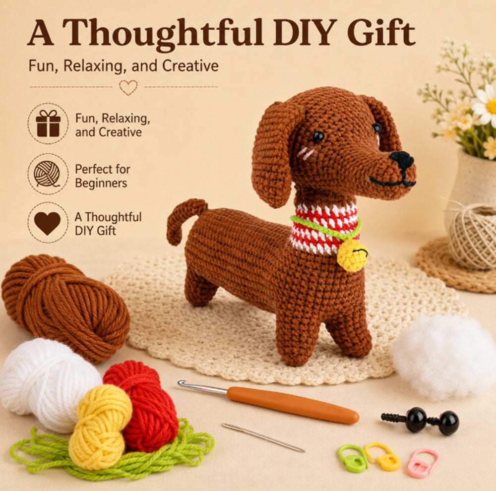Dachshund Dog Crochet Kit for Beginners with Video Tutorial – TIKA