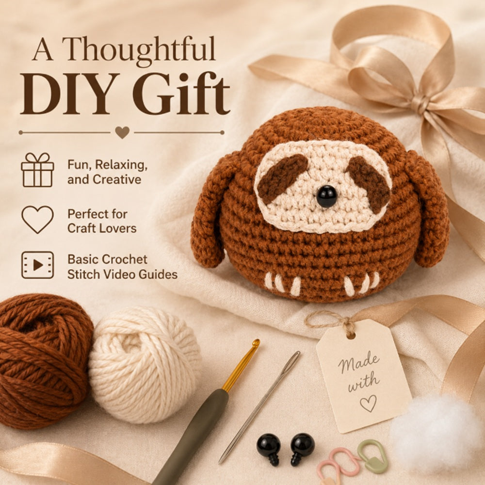 Sloth Crochet Kit for Beginners with Video Tutorials – TIKA