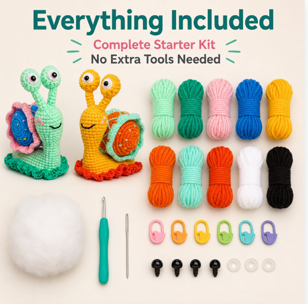 Snail Crochet Kit for Beginners, 2 Pack with Video Tutorial – TIKA