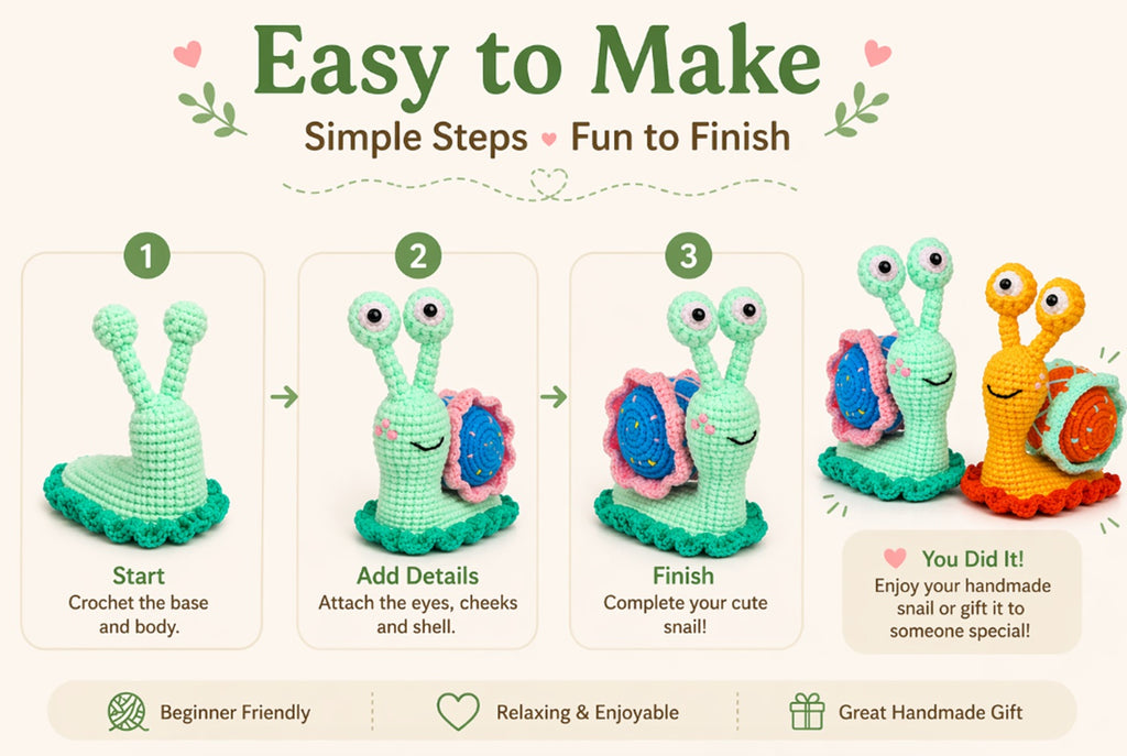 Snail Crochet Kit for Beginners, 2 Pack with Video Tutorial – TIKA