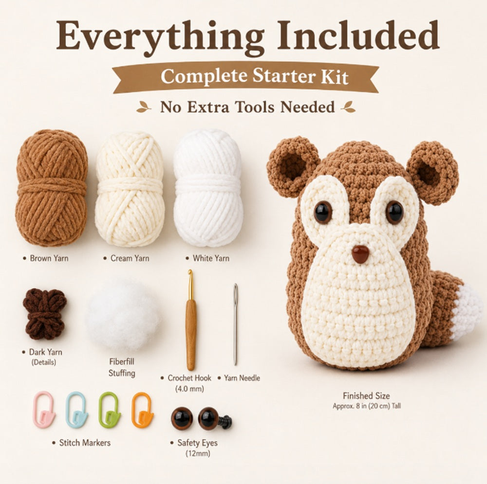 Squirrel Crochet Kit for Beginners with Video Tutorial – TIKA