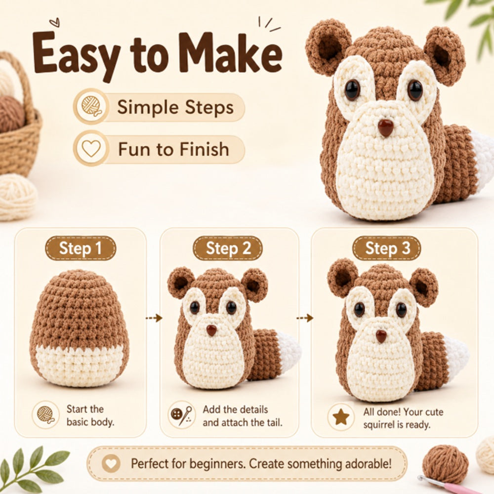 Squirrel Crochet Kit for Beginners with Video Tutorial – TIKA