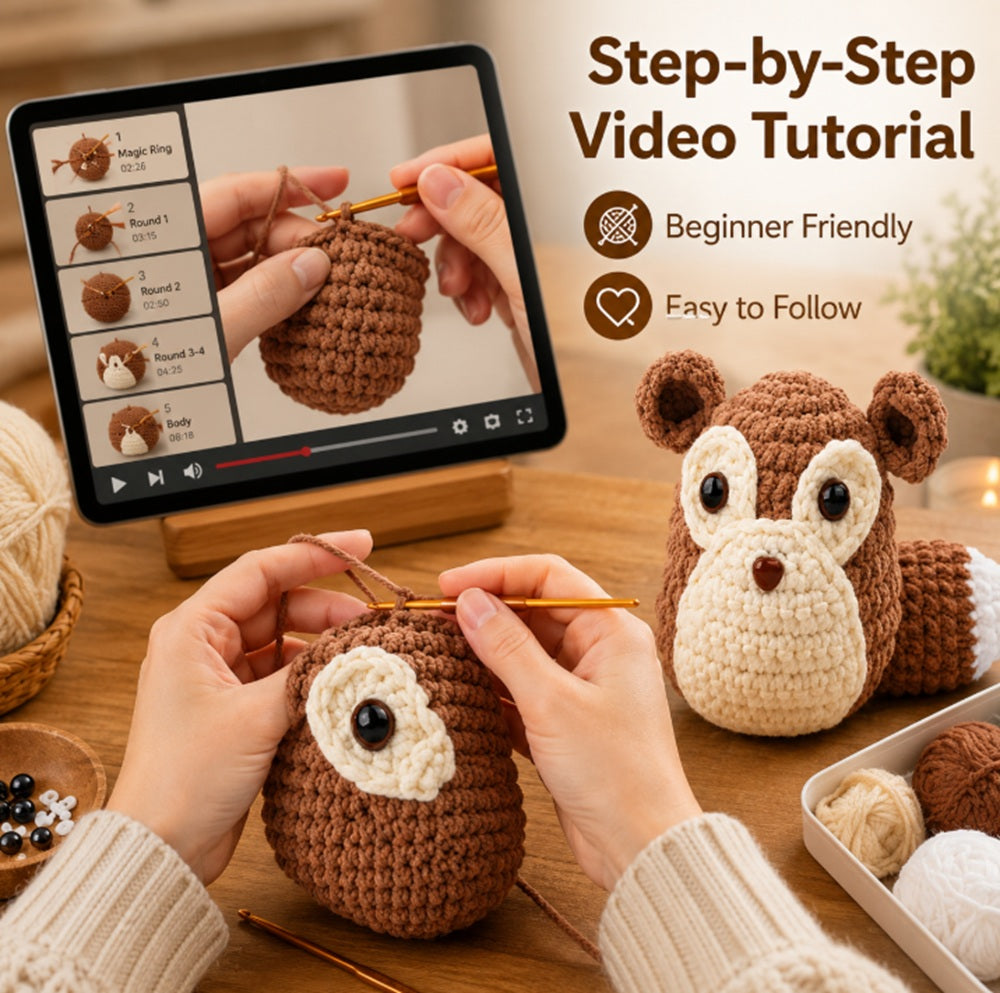 Squirrel Crochet Kit for Beginners with Video Tutorial – TIKA