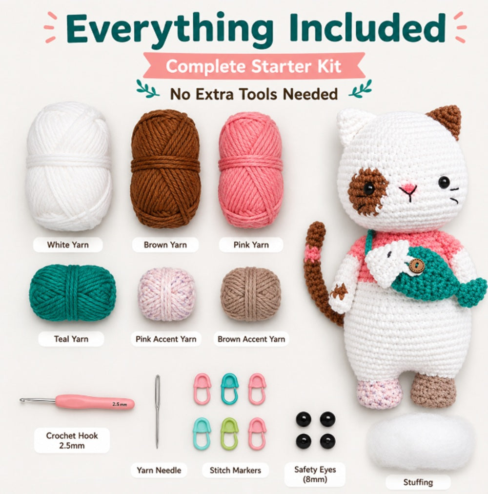 Cat Crochet Kit for Beginners with Video Tutorial – TIKA