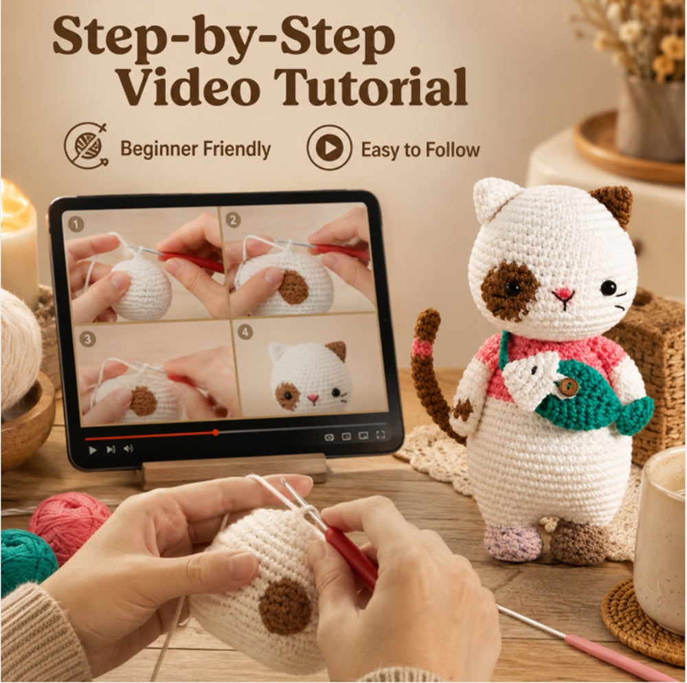 Cat Crochet Kit for Beginners with Video Tutorial – TIKA