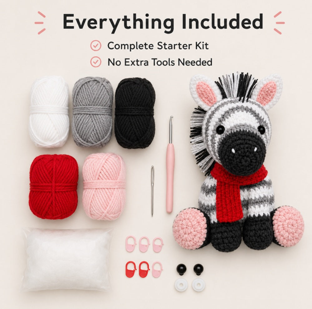 Zebra Crochet Kit for Beginners with Video Tutorial – TIKA