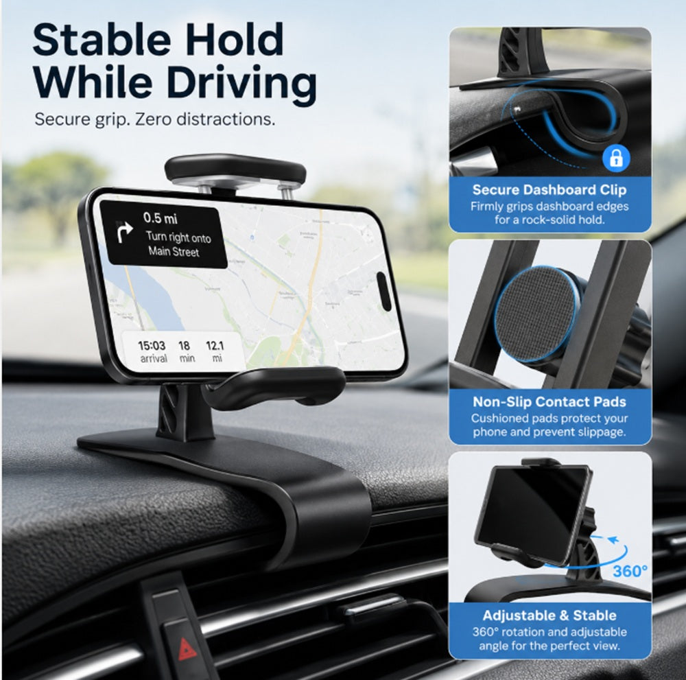360° Adjustable Car Dashboard Phone Mount | TIKA