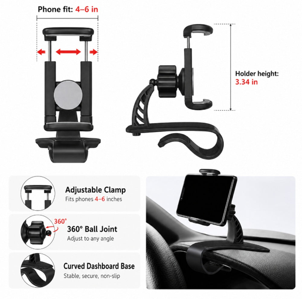 360° Adjustable Car Dashboard Phone Mount | TIKA